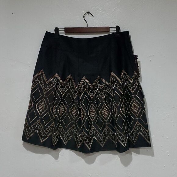 Dana Buchman Bohemian Rendezvous Pleated Embroidered Skirt Size 16 - Picture 1 of 11